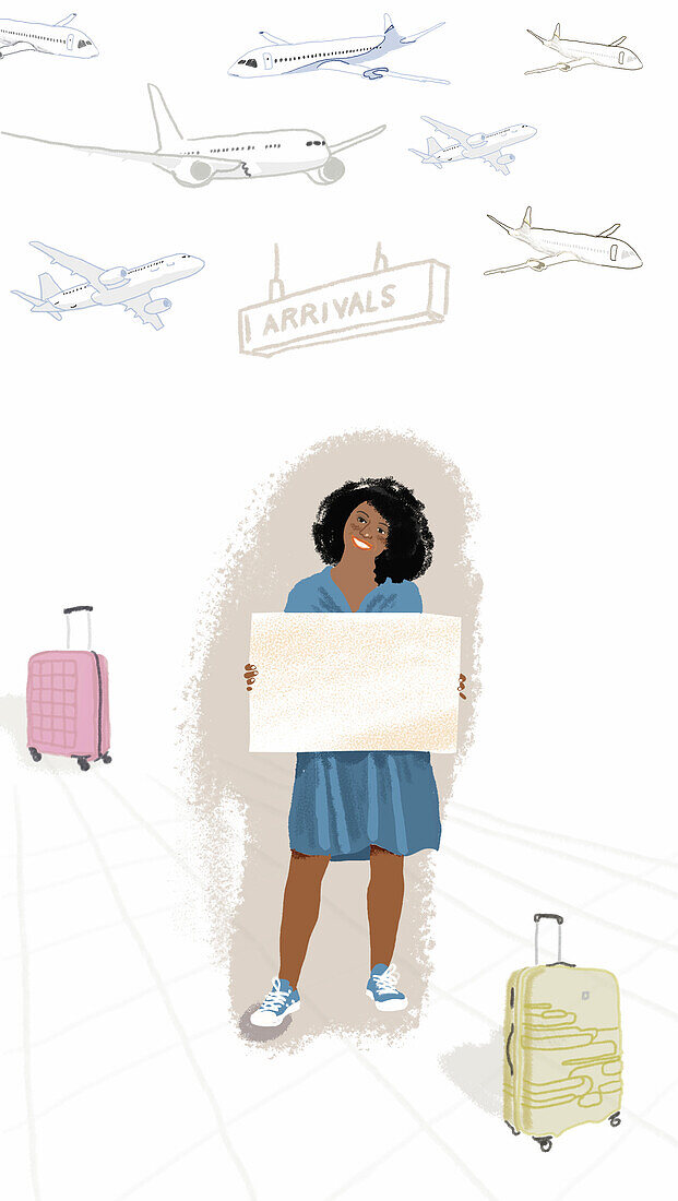 Airport arrivals, conceptual illustration