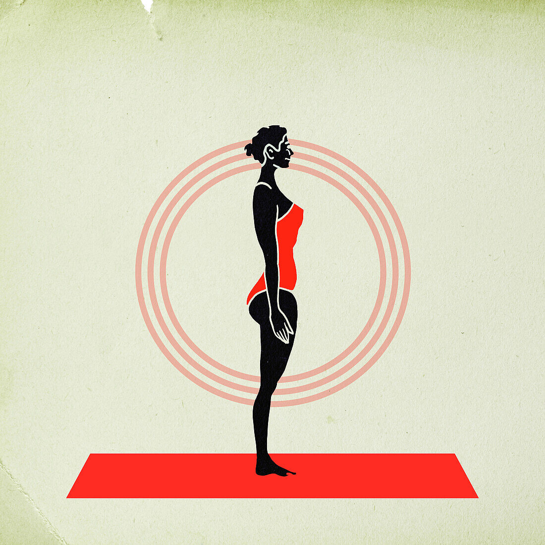Woman standing on a yoga mat, illustration