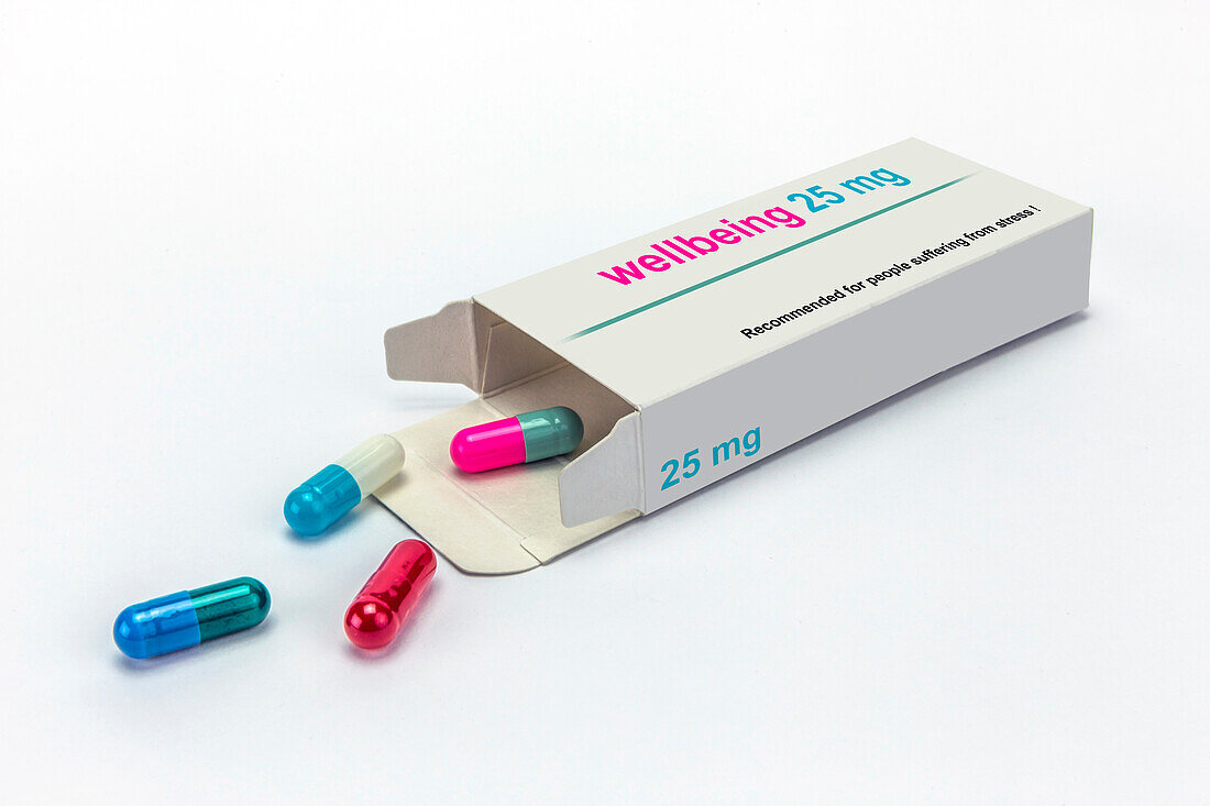 Wellbeing drug, conceptual illustration