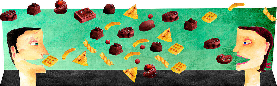 Food preferences, conceptual illustration