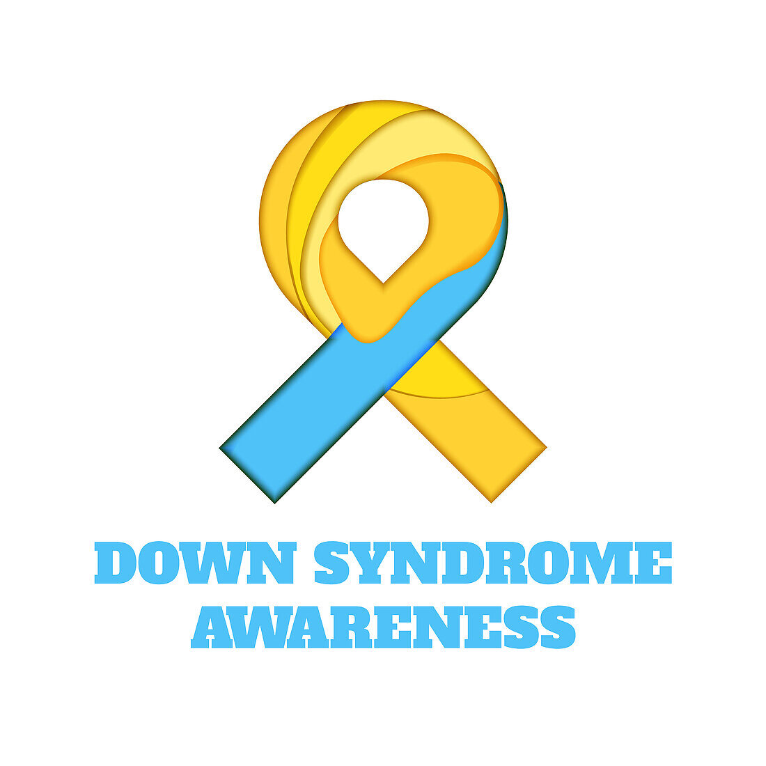 Down syndrome awareness ribbon, conceptual illustration