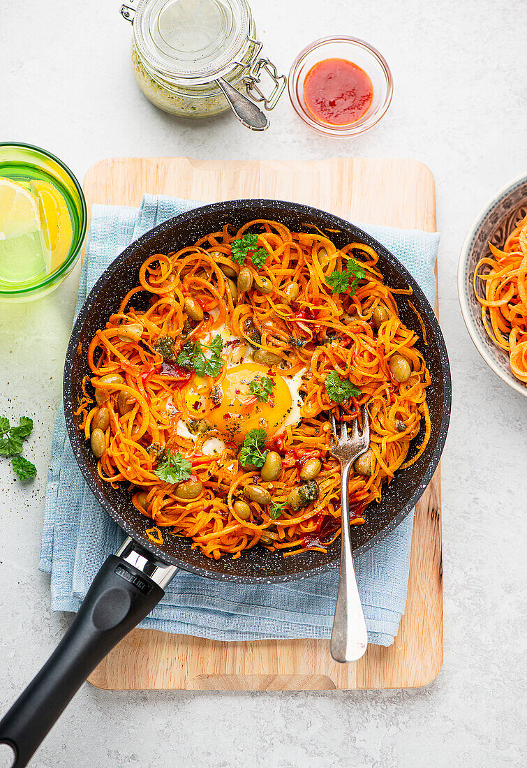 Sweet potato noodles with egg
