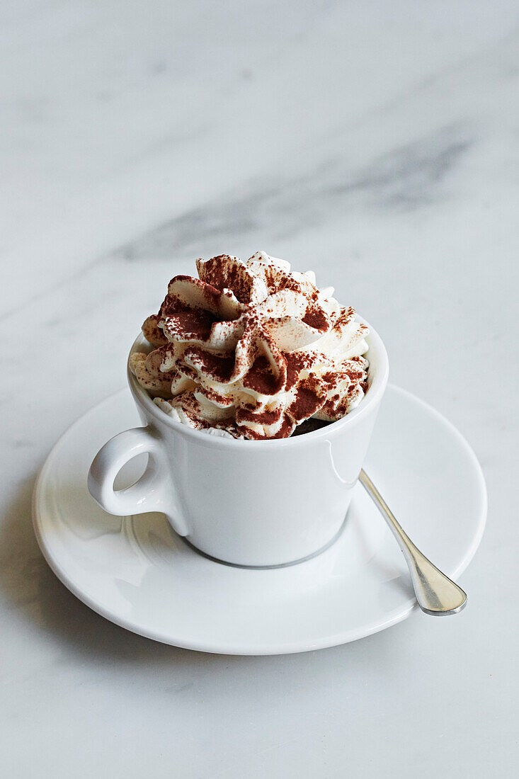 Hot chocolate with cream on top