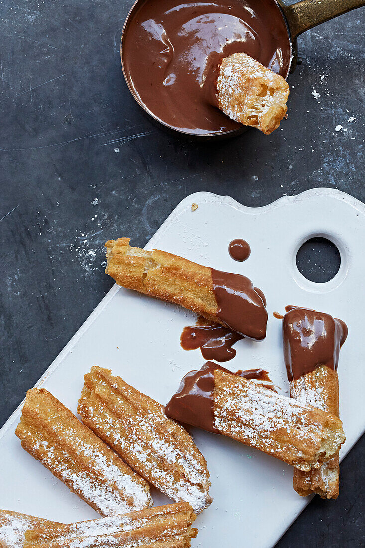 Churros and melted chocolate