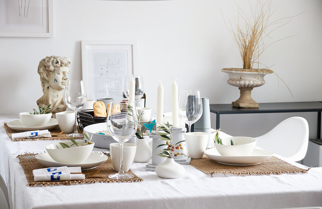 Summer table with DIY decoration in Greek style