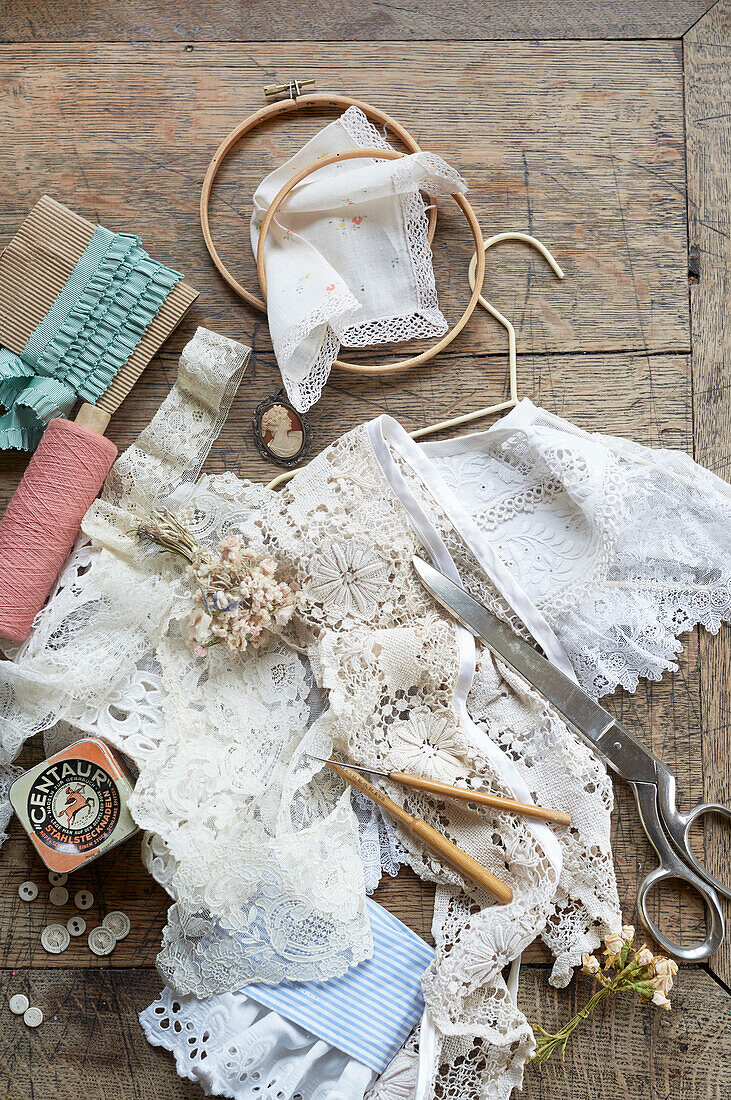 Materials for DIY ideas with lace