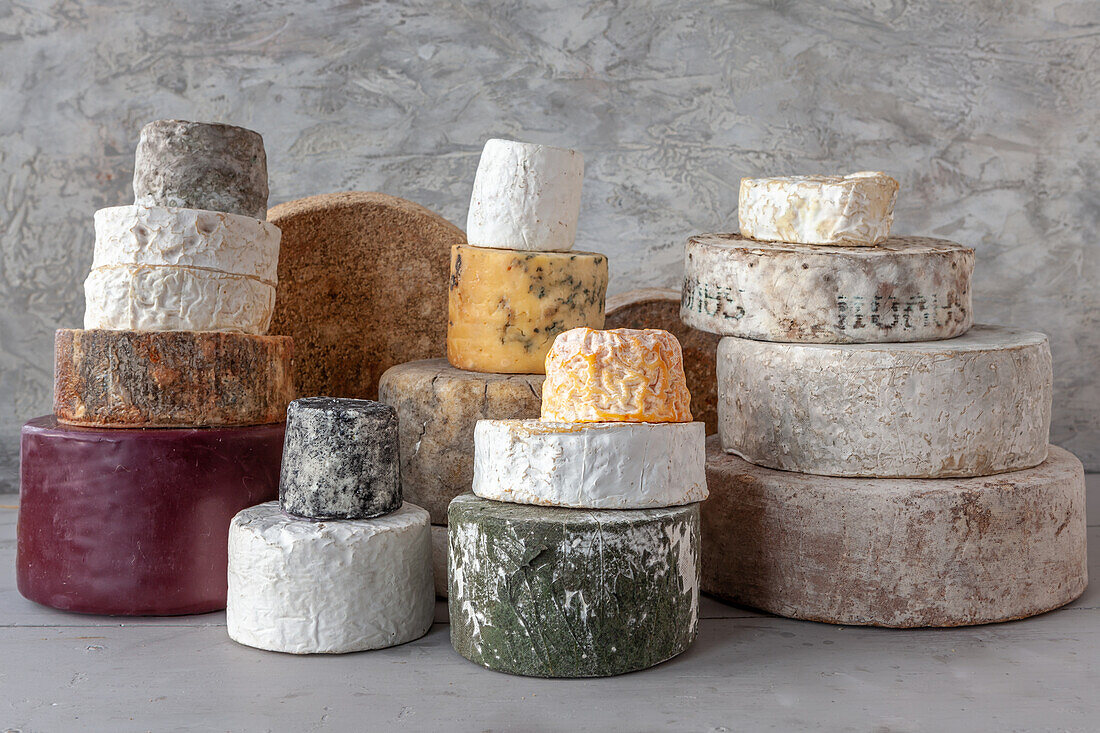 Assorted cheeses for a Cheese Wedding Cake
