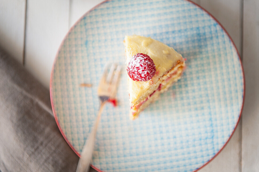 A slice of raspberry tart