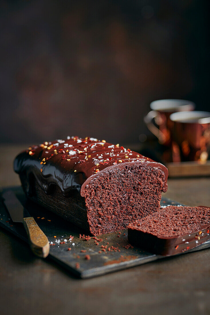 Espresso-Kastenkuchen mit dunkler Schokolade und Chili