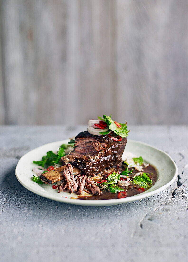 Asian short ribs with herb salad
