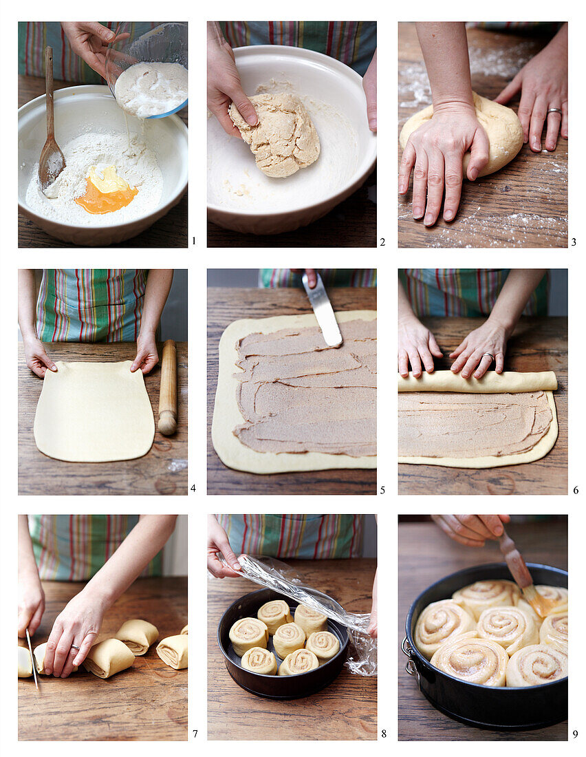 Cinnamon buns being made