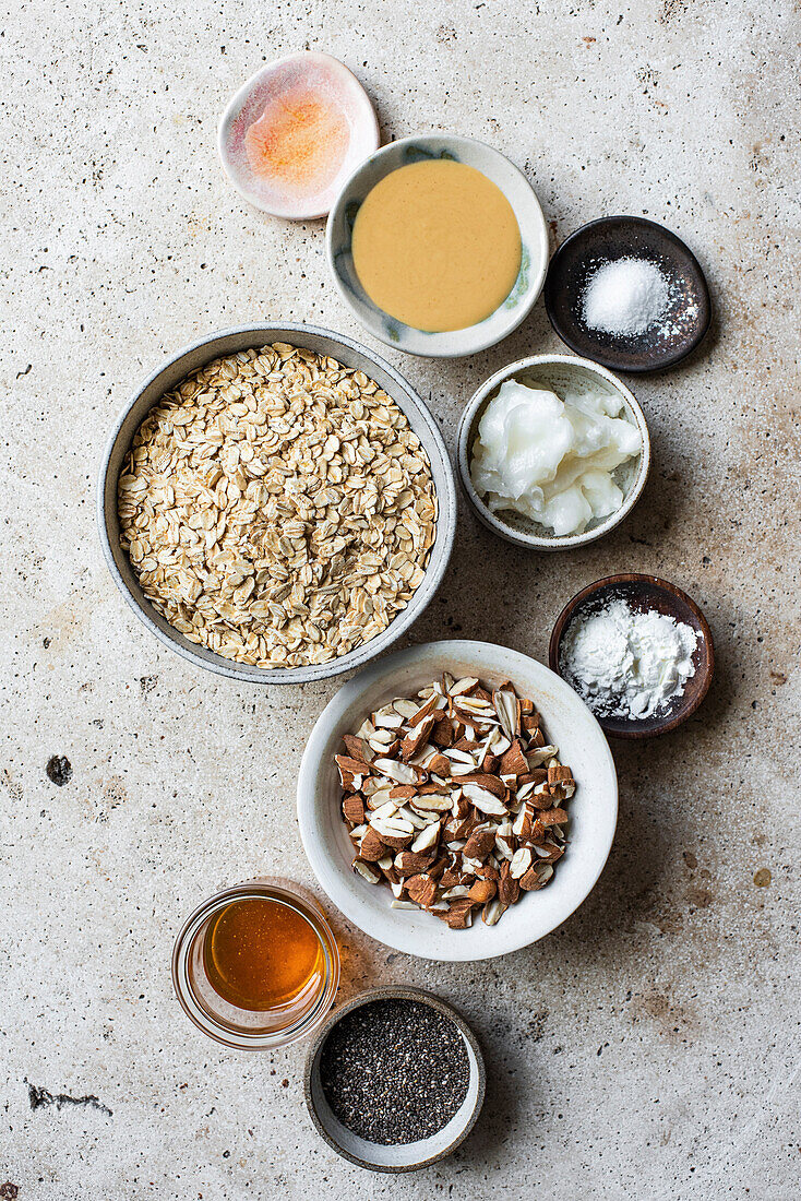 Ingredients for homemade Almond Granola