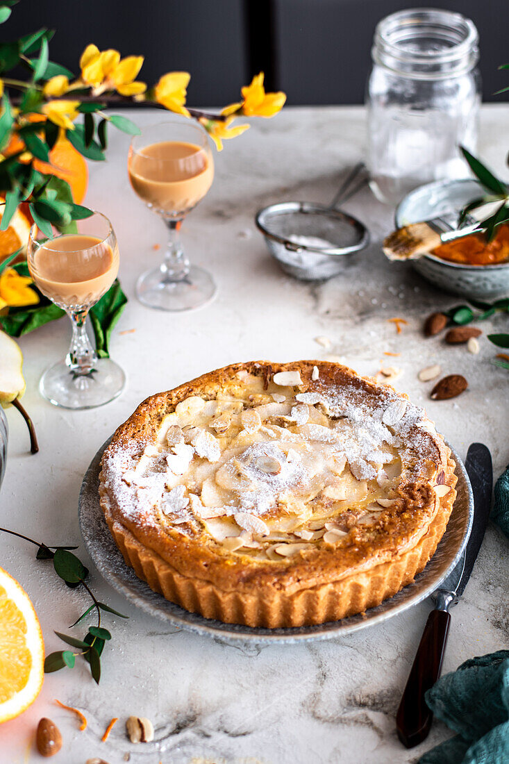 Pear and almond tart