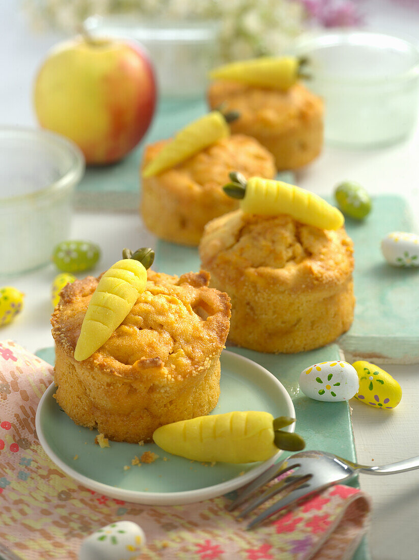 Easter carrot-apple cake baked in a ramekin