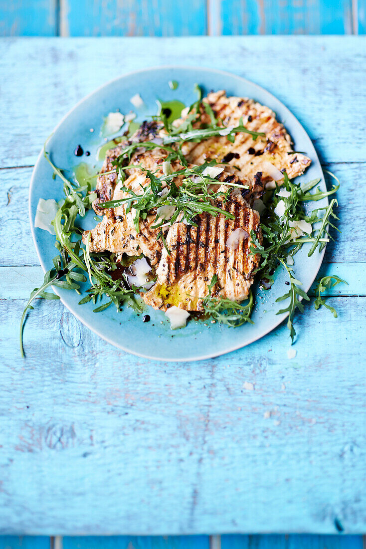 Paillard vom Huhn mit Zitrone und Rucola