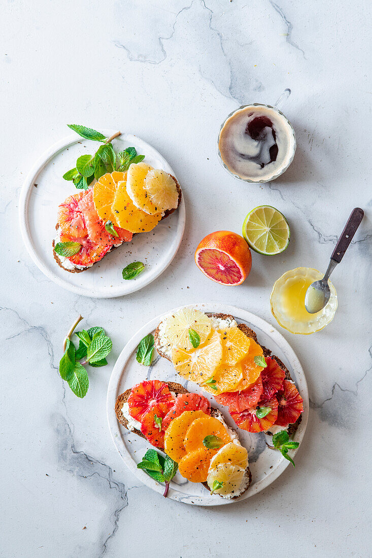 Citrus toast with cream cheese