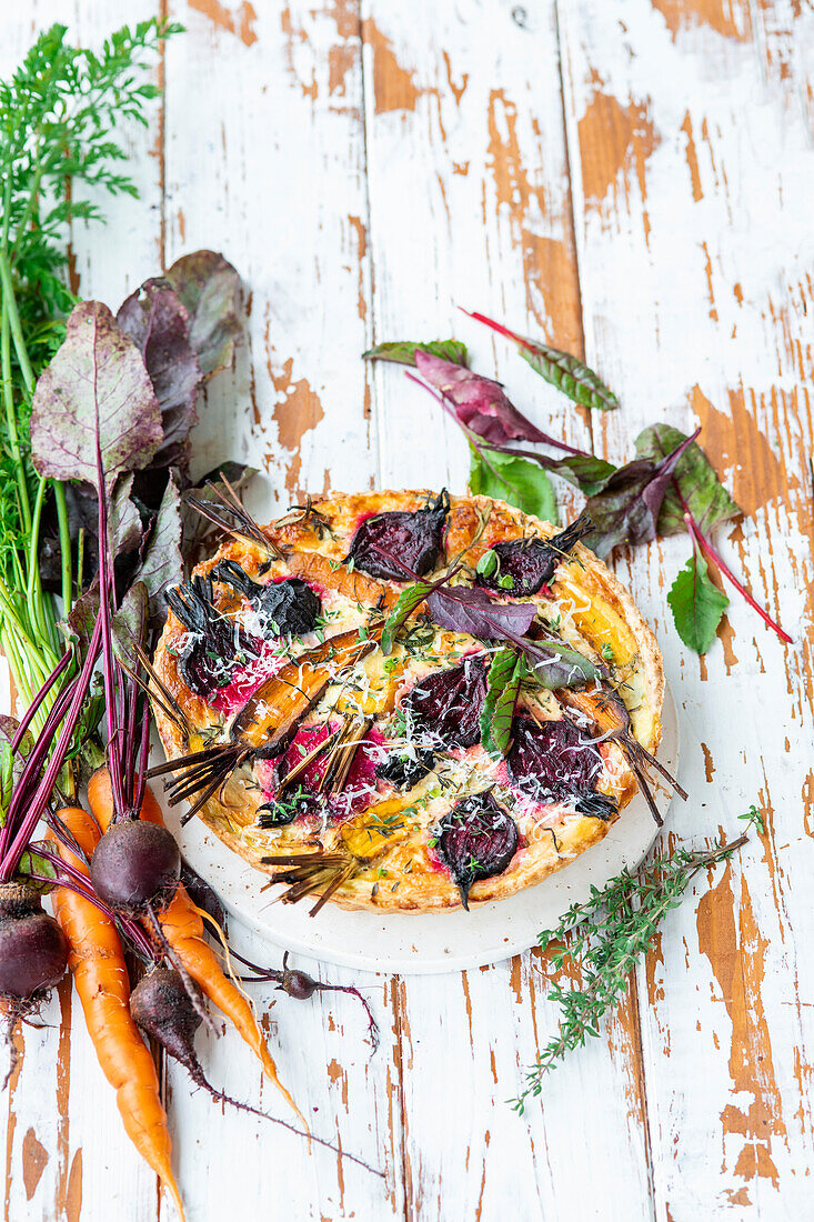 Beetroot carrot pie