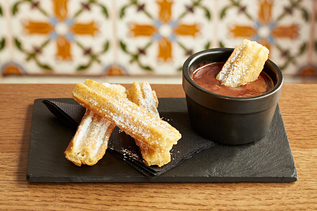 Churros with chocolate sauce