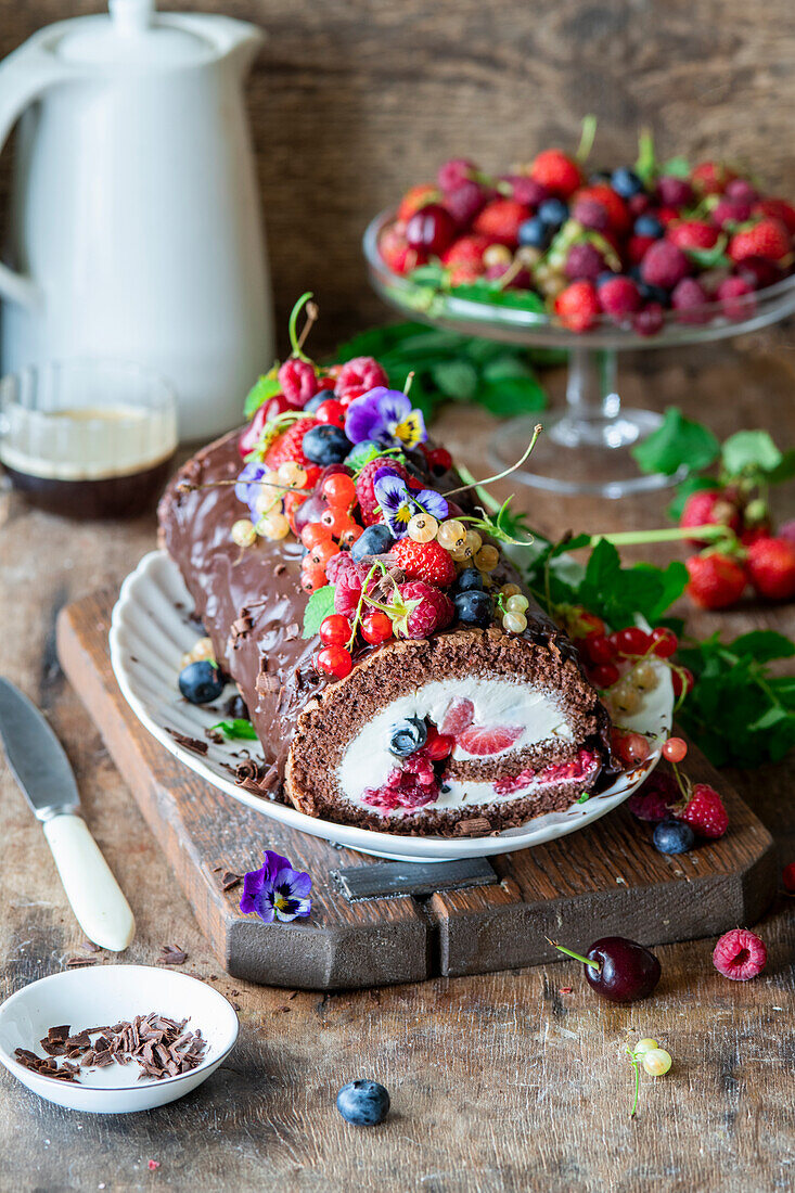 Berry chocolate roll