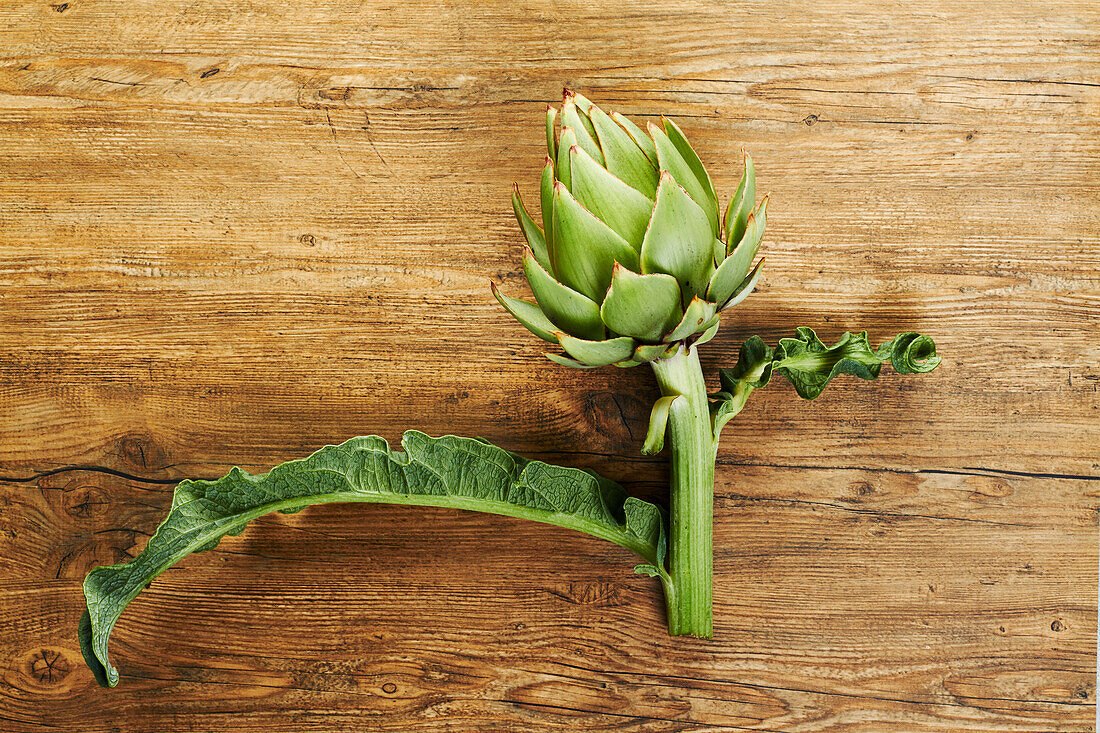 Fresh artichoke on a wooden background