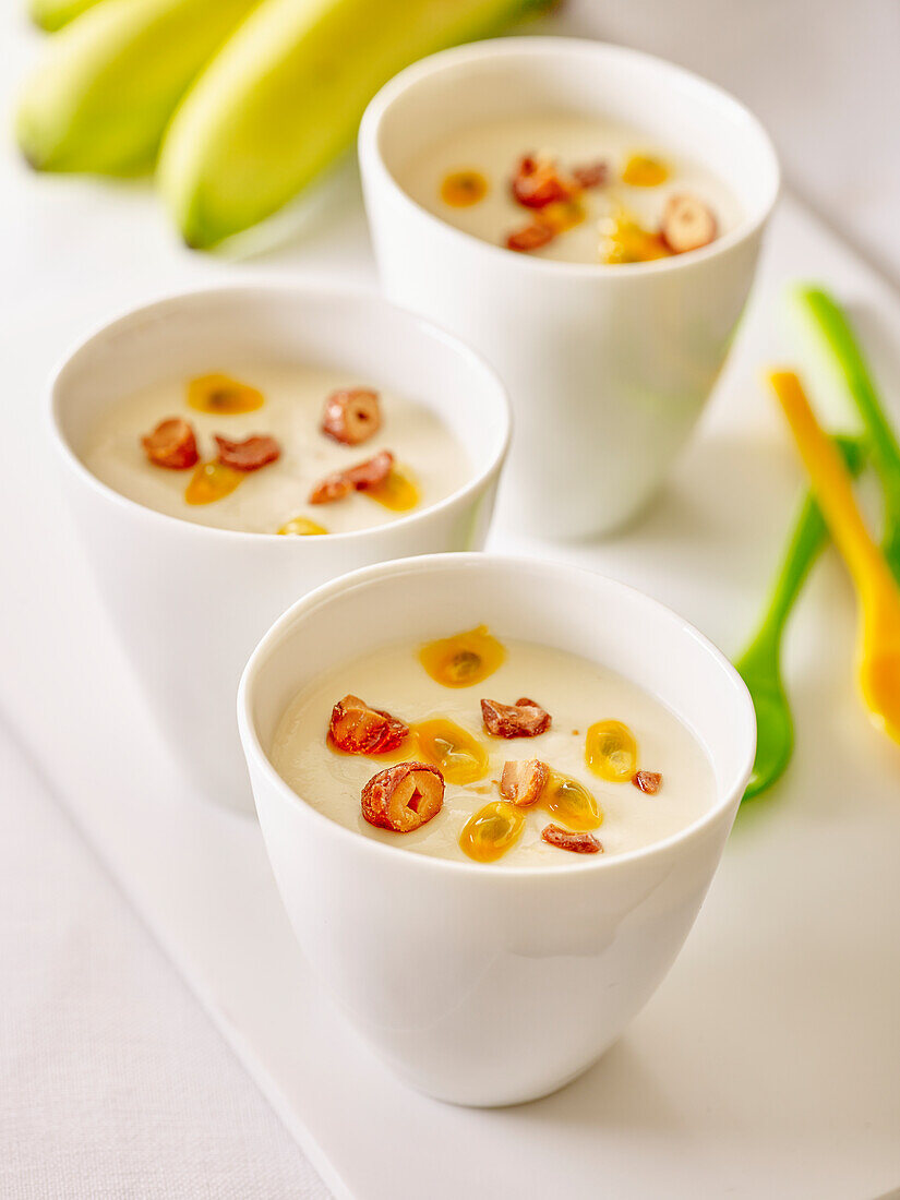 Banana cream with passion fruit