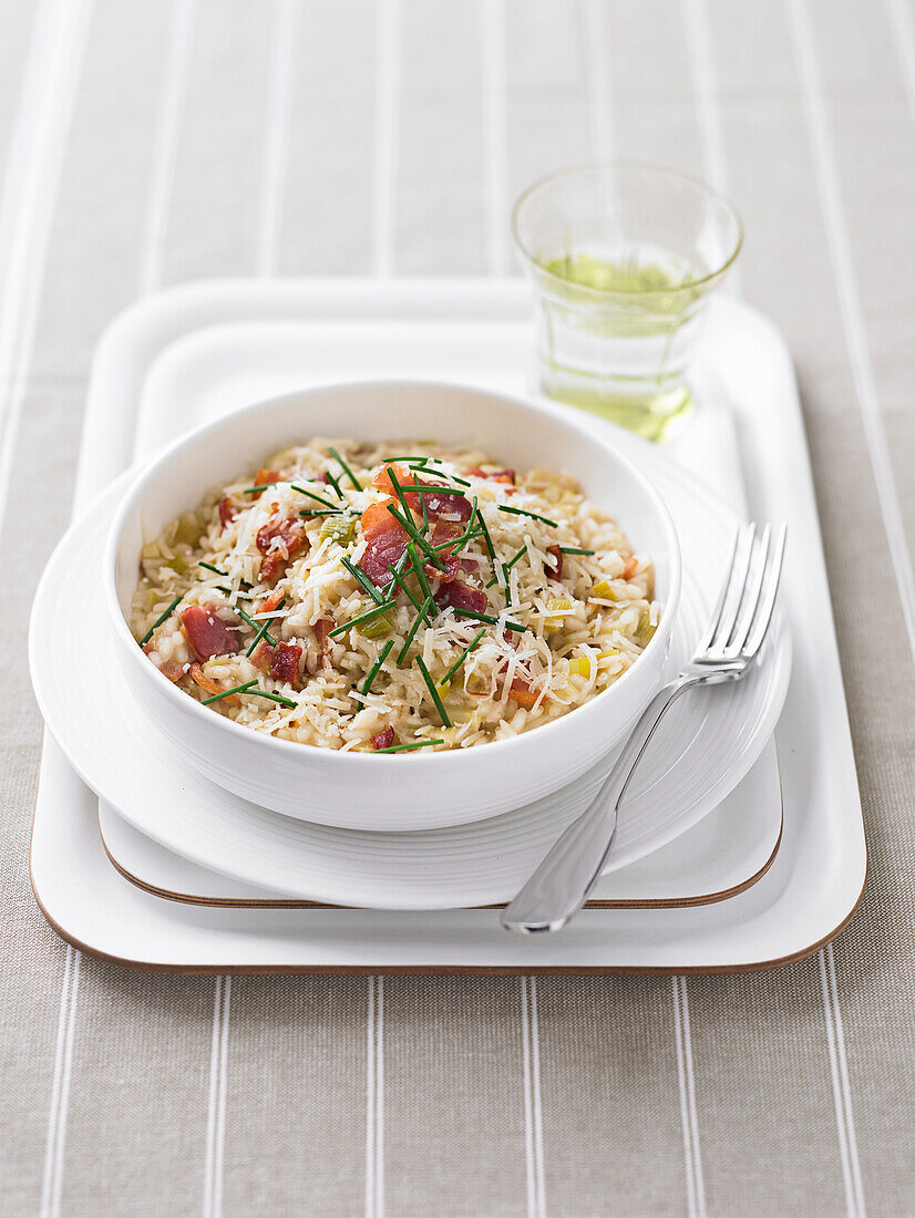 Leek and bacon risotto