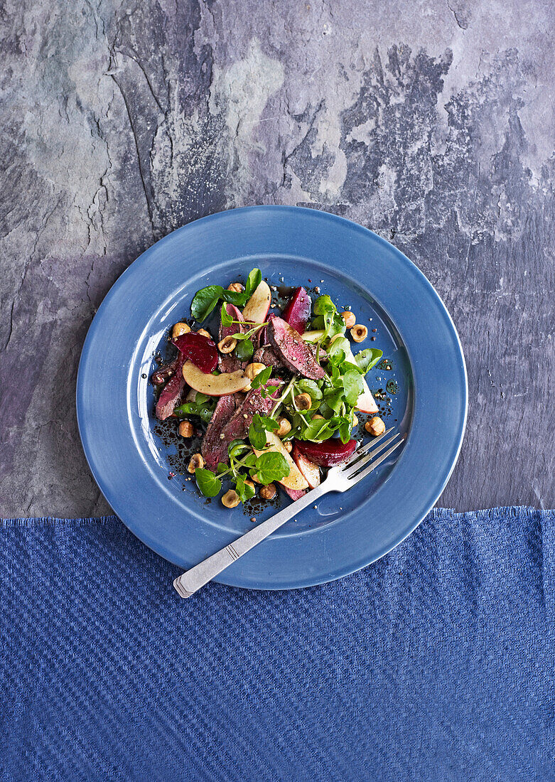 Pigeon and beetroot salad