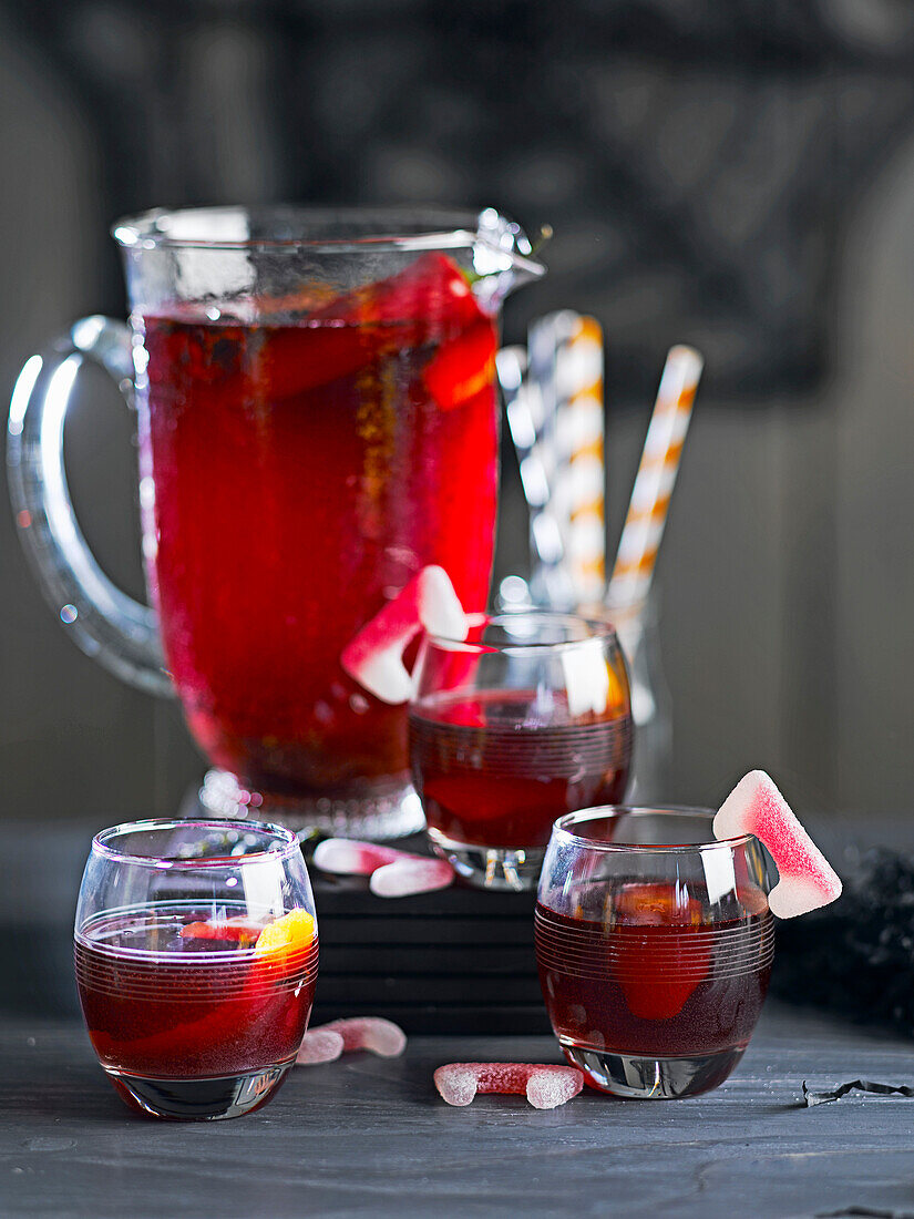 Dracula's blood punch (cherry juice for Halloween)