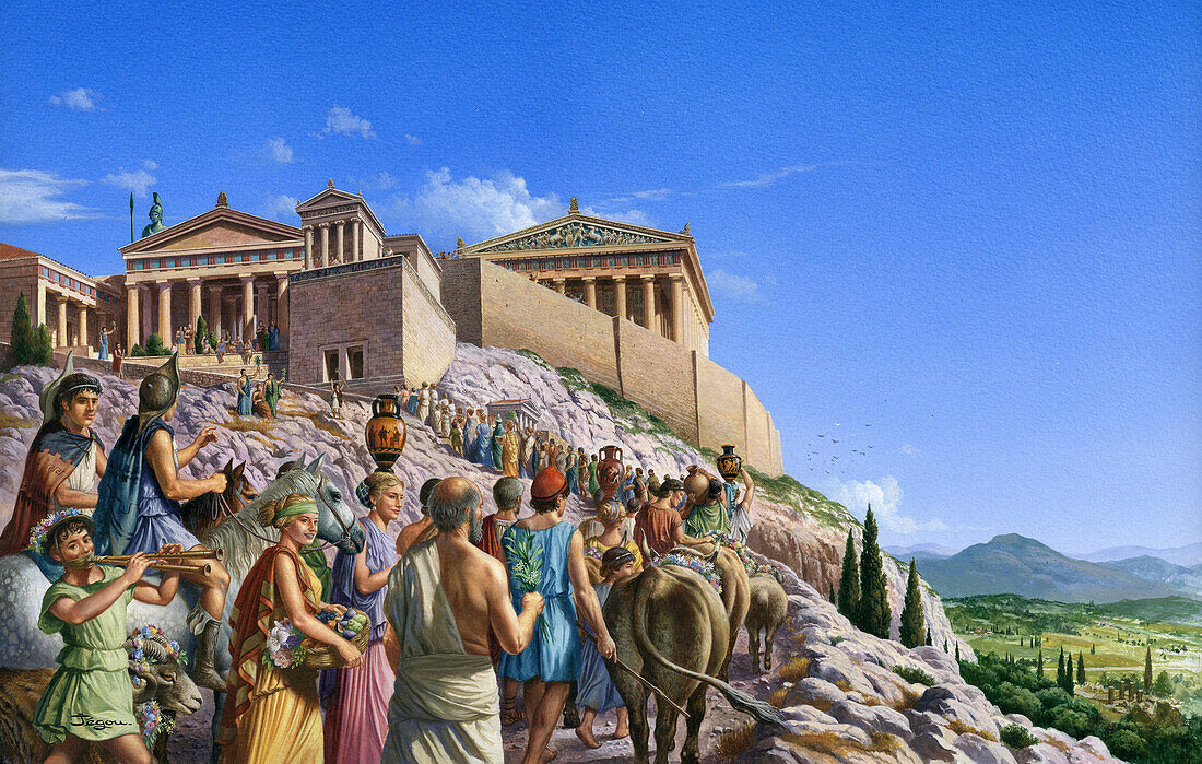 Panathenaea ancient Athenian festival, illustration