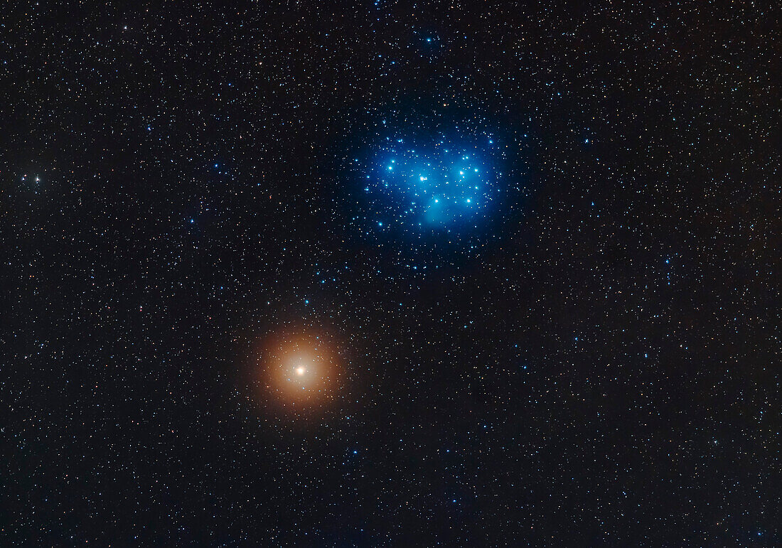 Mars and the Pleiades star cluster