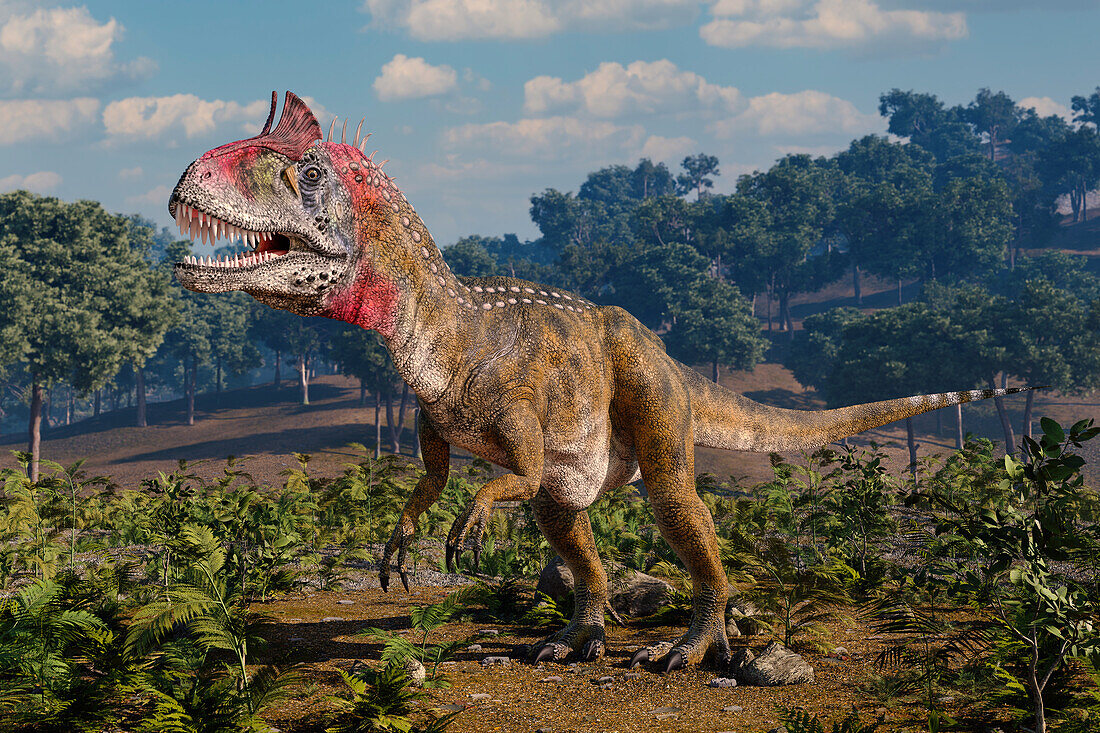Cryolophosaurus dinosaur, illustration