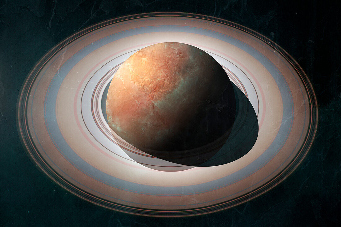 Exoplanet with rings, composite image