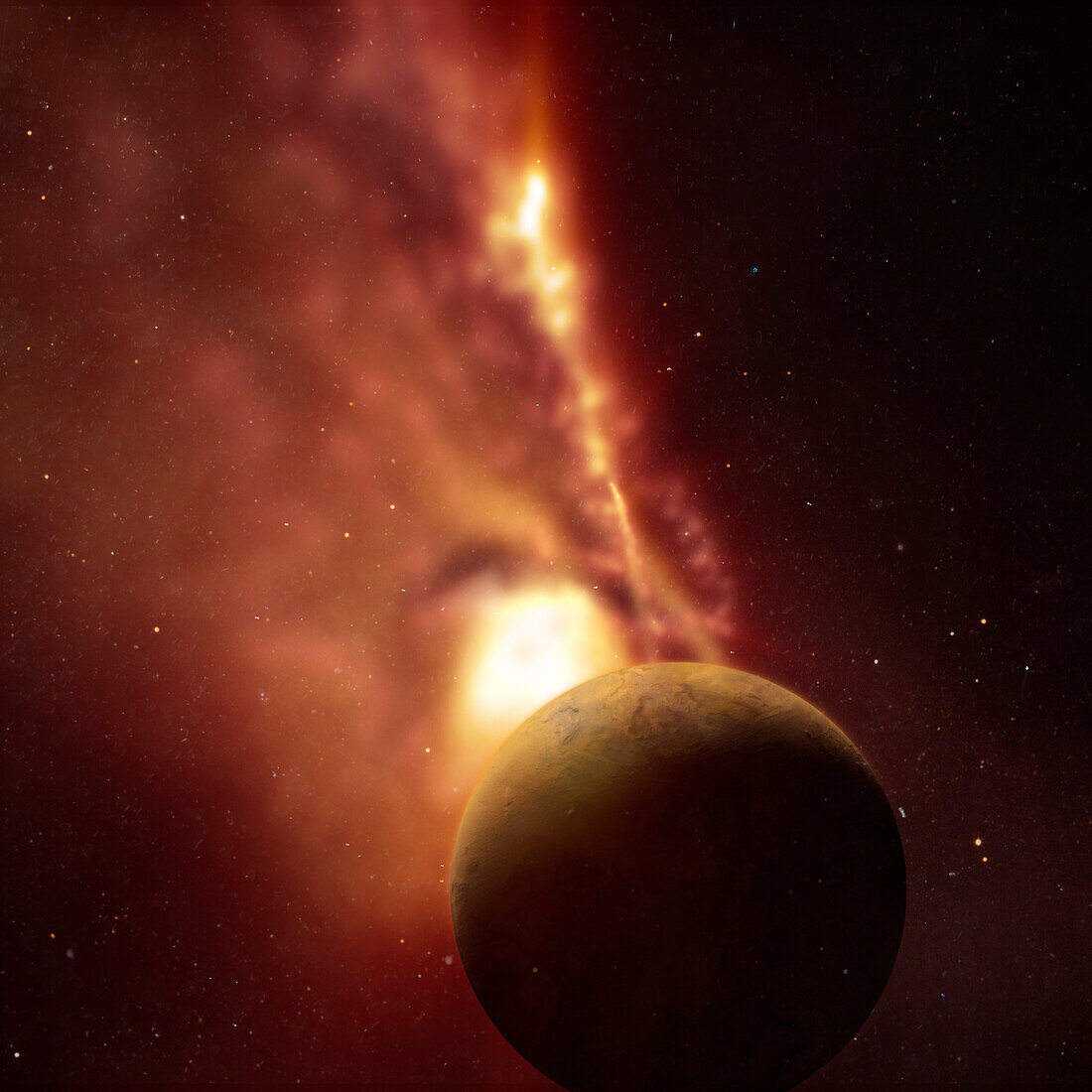 Exoplanet orbiting new star, composite image