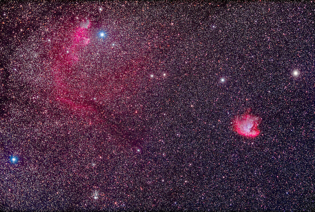 Ghosts nebulas, Owl cluster and Pacman nebula in Cassiopeia