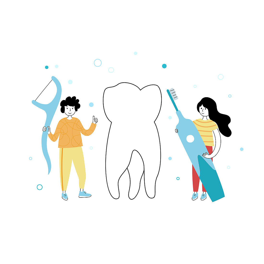 Teeth cleaning, conceptual illustration