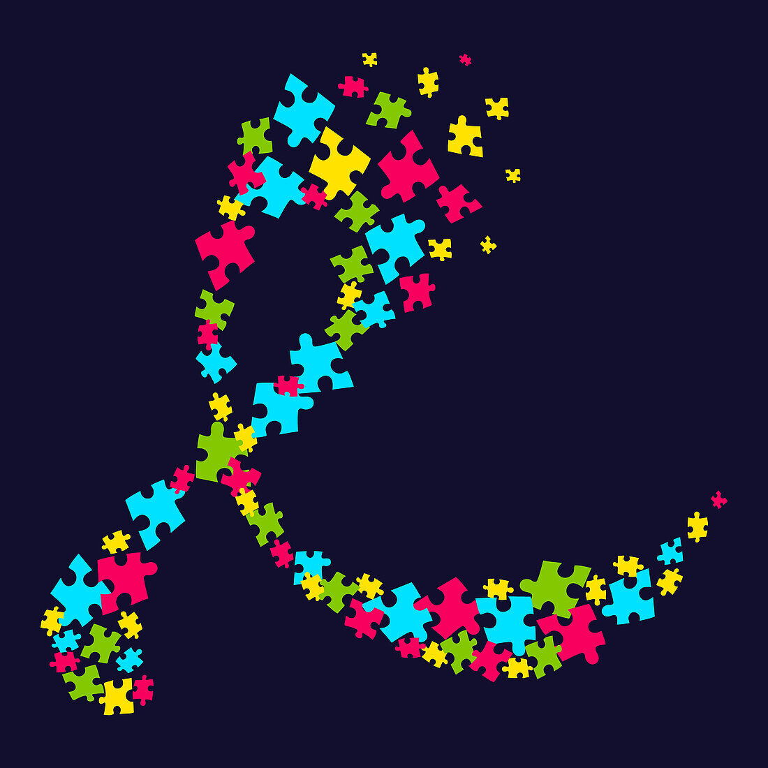 Autism awareness ribbon, conceptual illustration