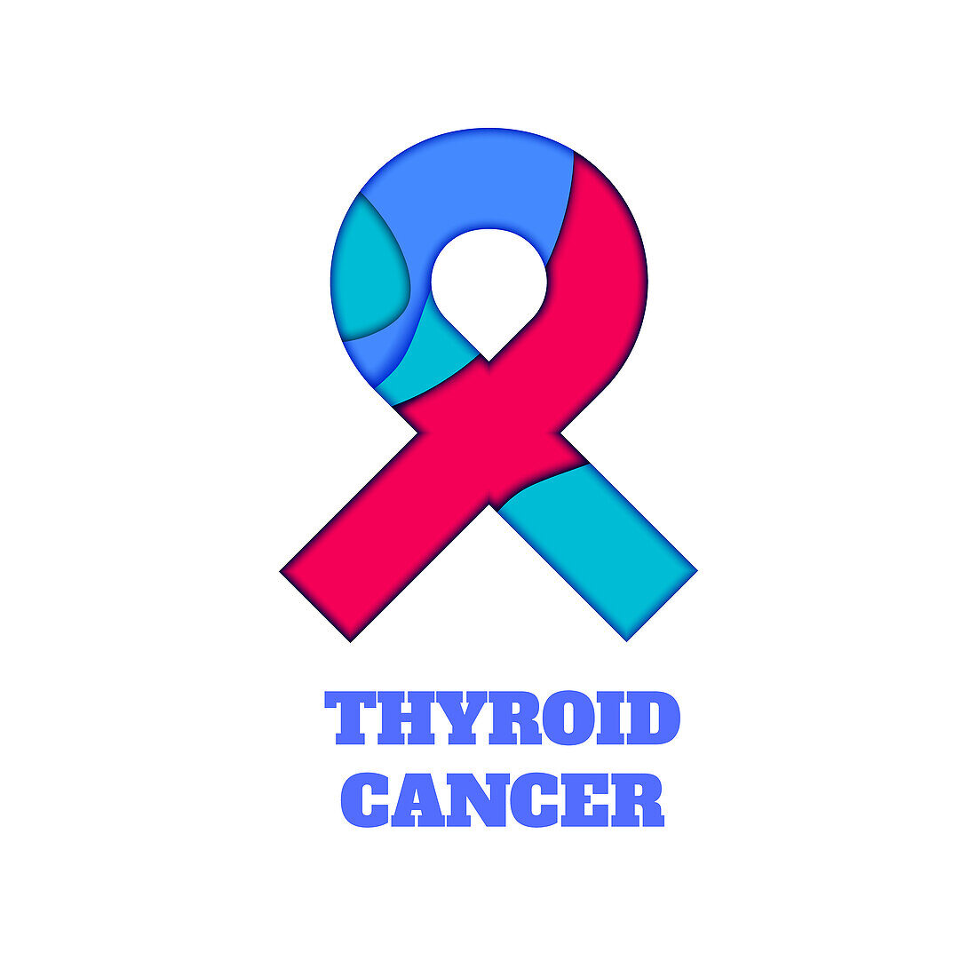 Thyroid cancer awareness ribbon, conceptual illustration