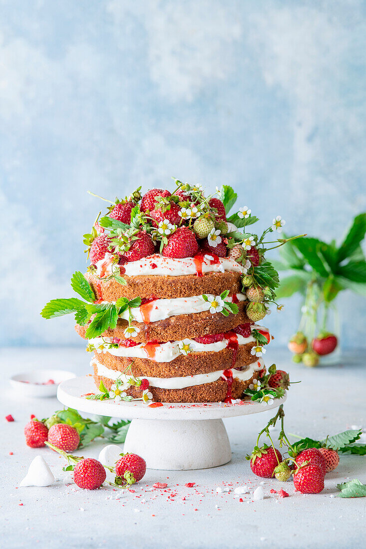 Erdbeer-Naked-Cake mit Mascarponecreme