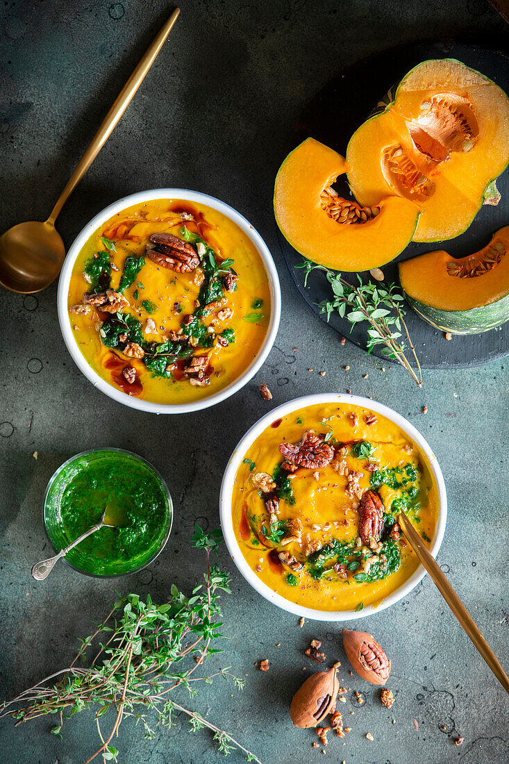 Pumpkin soup with pesto