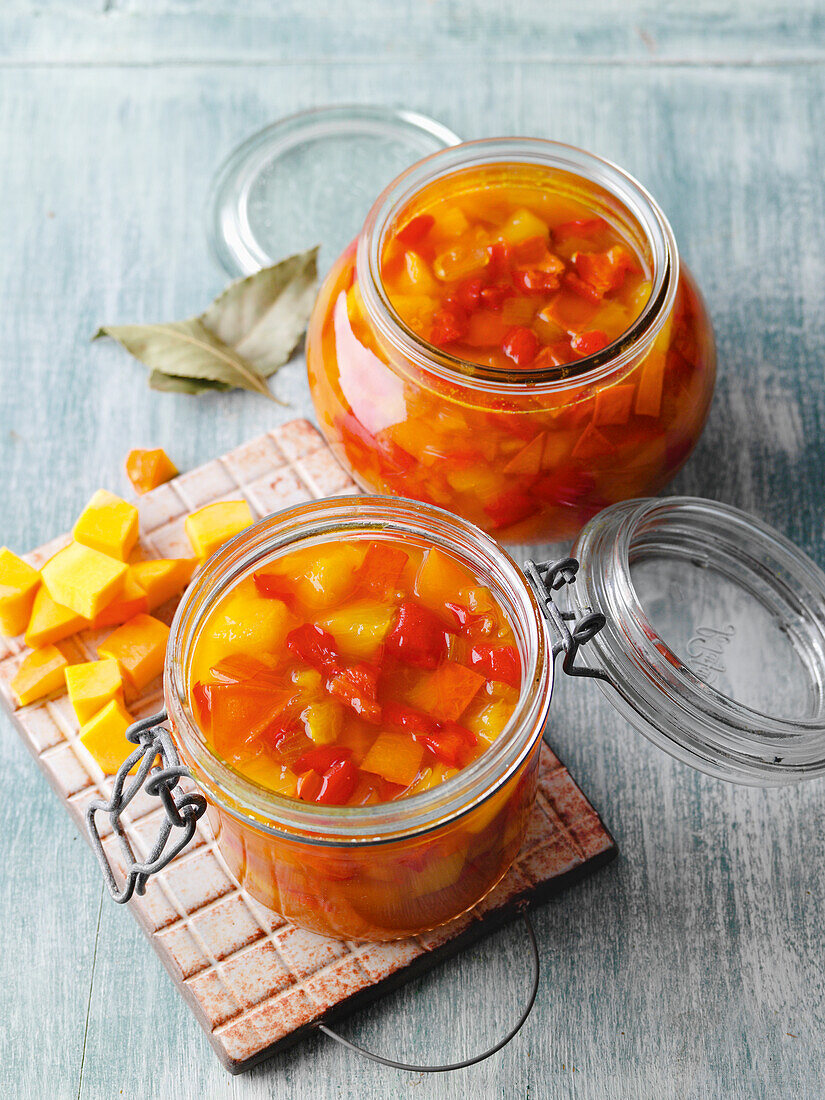 Pumpkin chutney with pineapple and peppers