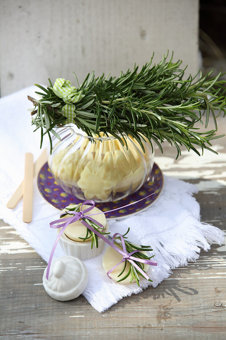 Solid rosemary hand cream for rough winter hands