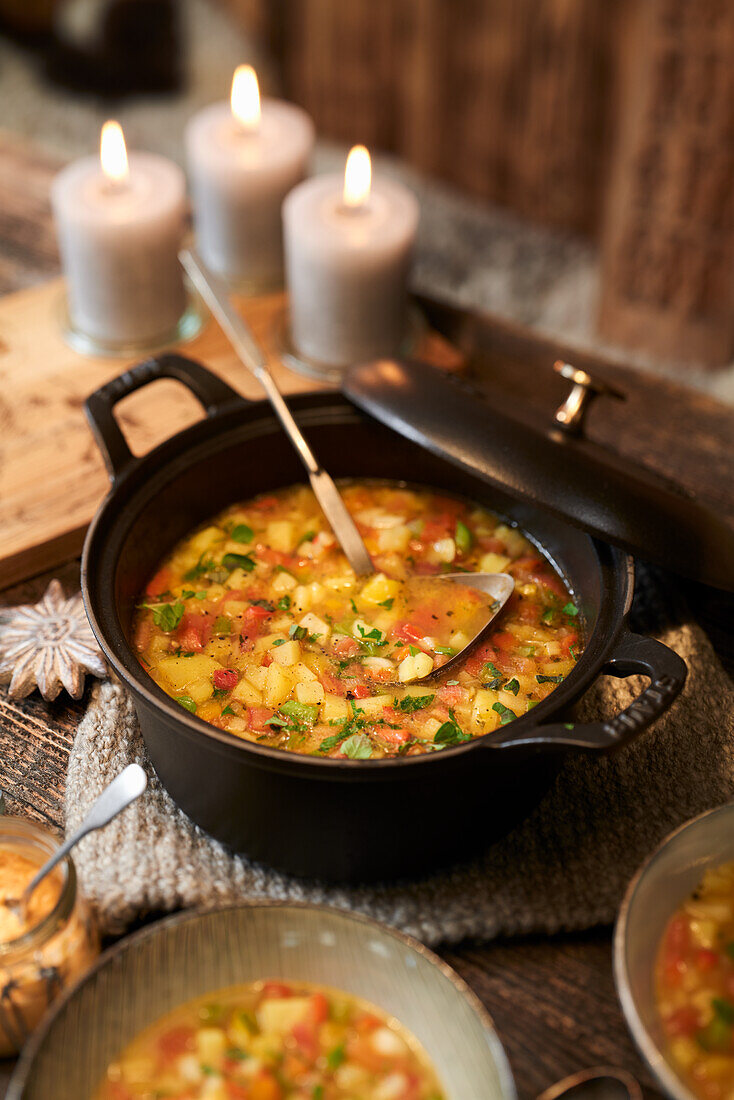 Vegetarische Paprika-Erdäpfel- Suppe