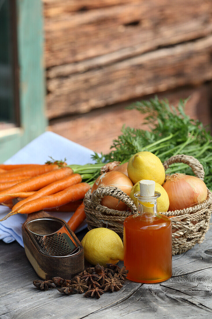 Carrot cold syrup for colds, flu-like infections and bronchitis
