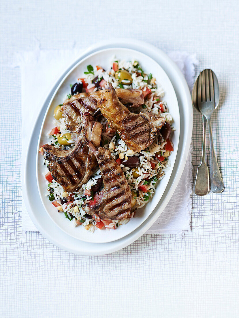 Wildreissalat mit gegrilltem Lamm