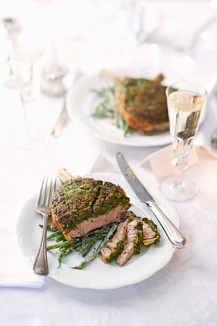 British roast rib of veal glazed with a herb crust