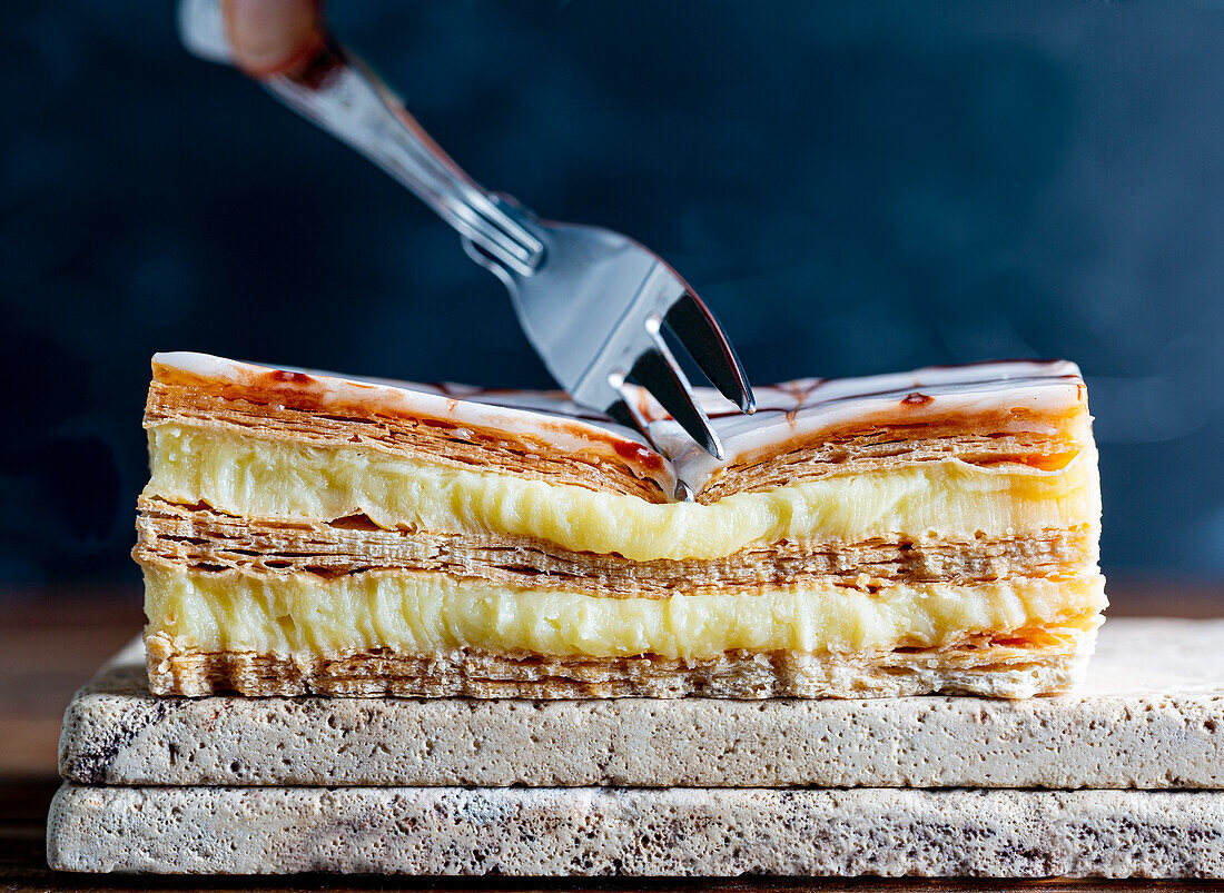 A millefeuille with vanilla cream