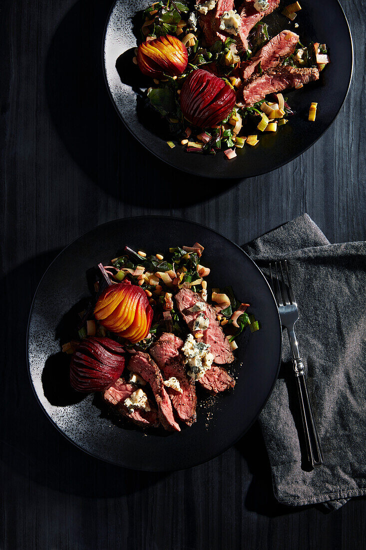Steak with Hasselback beets