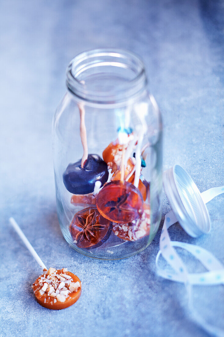 Homemade lollies in a jar