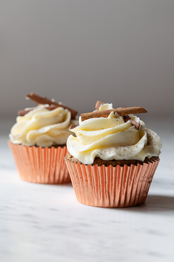 Chai cupcakes with buttercream and cinnamon