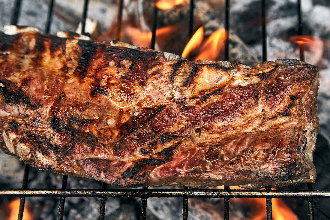 Beef on the charcoal grill